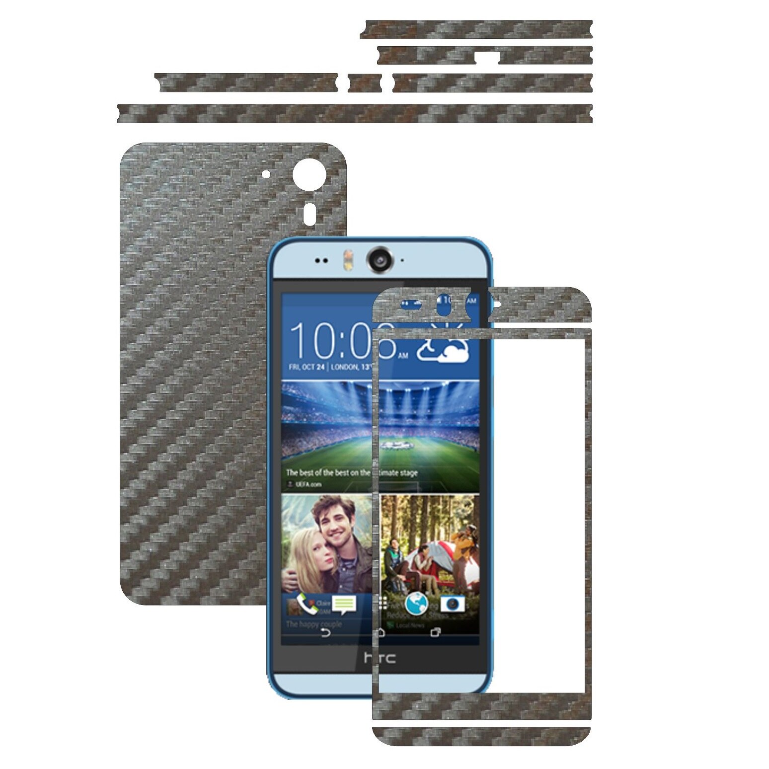 Folie de protectie Carbon Skinz, Husa de tip Skin Adeziv pentru Carcasa, Carbon Gri Argintiu dedicata HTC Desire Eye