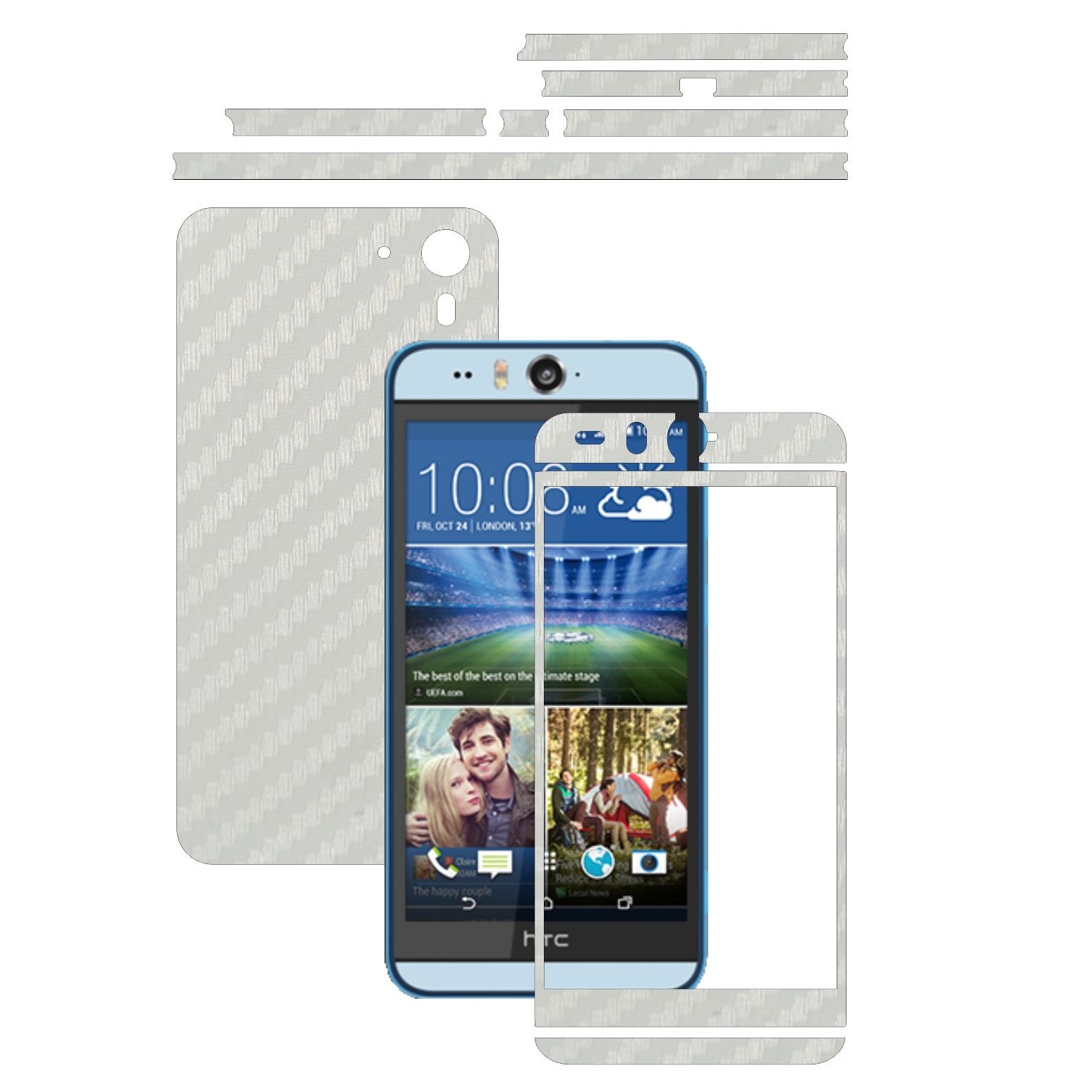 Folie de protectie Carbon Skinz, Husa de tip Skin Adeziv pentru Carcasa, Carbon Alb dedicata HTC Desire Eye