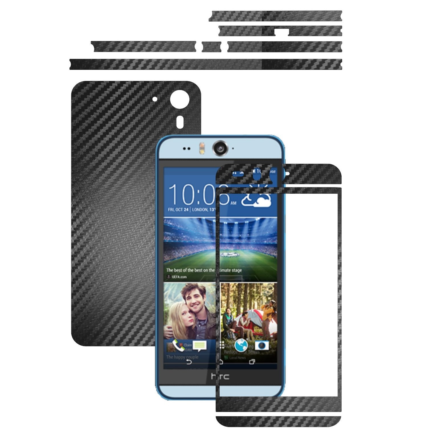 Folie de protectie Carbon Skinz, Husa de tip Skin Adeziv pentru Carcasa, Carbon Negru dedicata HTC Desire Eye