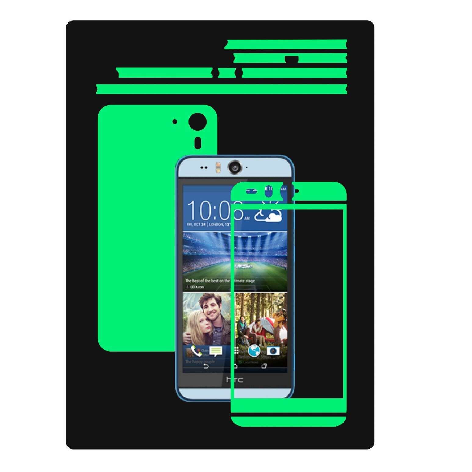 Folie de protectie Fosforescenta Glow Skinz, Husa de tip Skin Adeziv pentru Carcasa, dedicata HTC Desire Eye