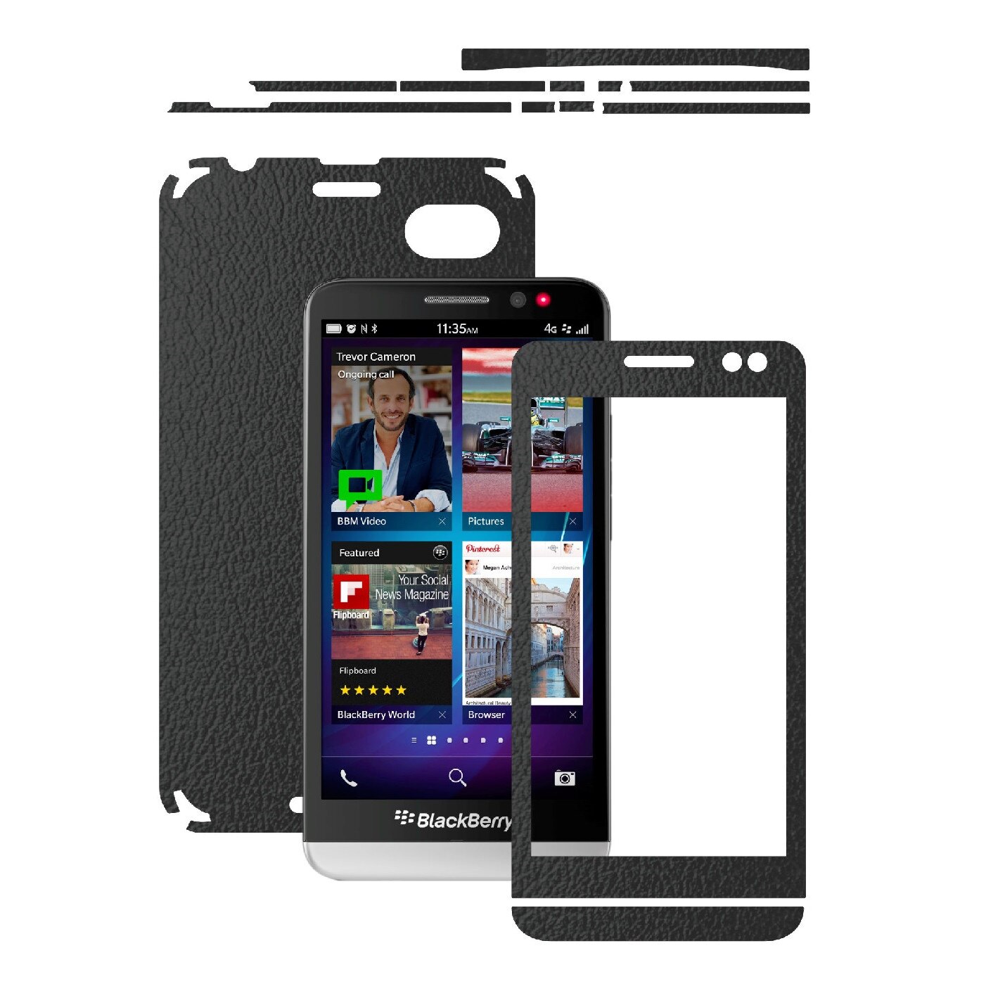 Folie de protectie Carbon Skinz, Husa de tip Skin Adeziv pentru Carcasa, Piele Neagra dedicata BlackBerry Z30