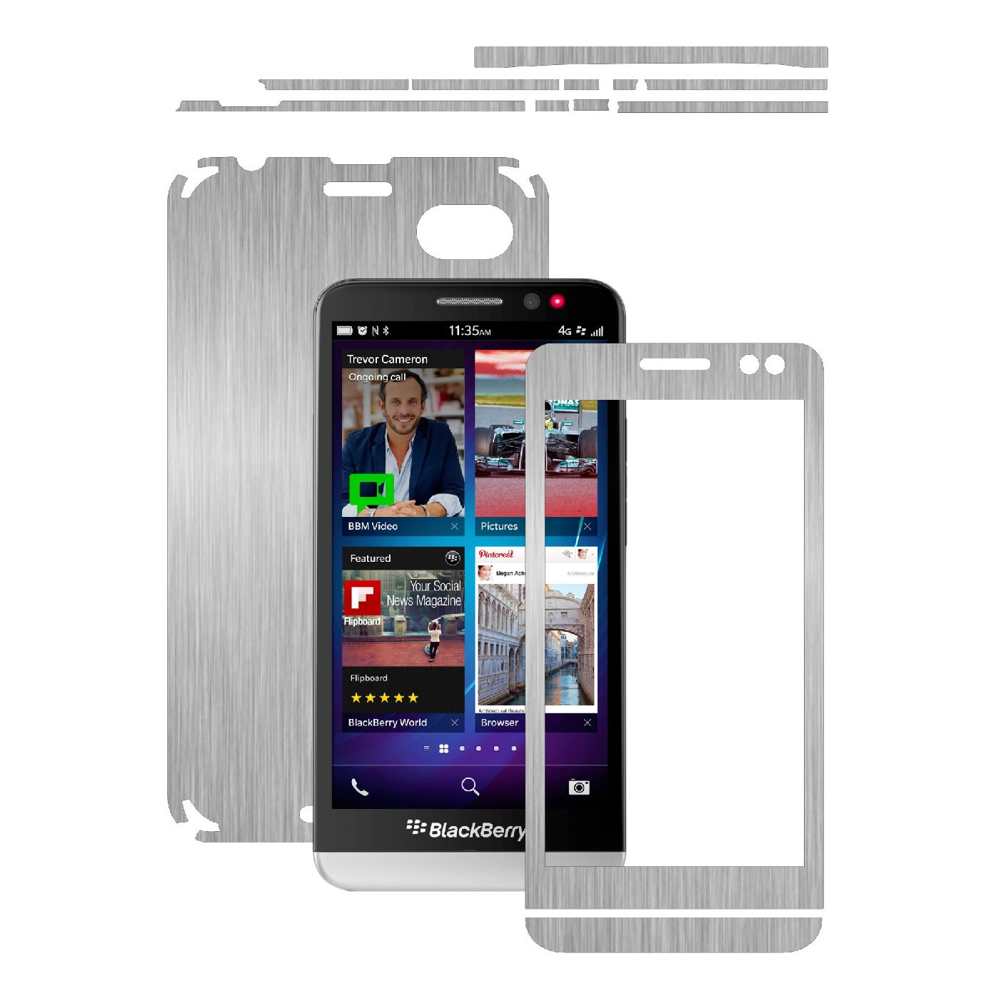 Folie de protectie Carbon Skinz, Husa de tip Skin Adeziv pentru Carcasa, Brushed Argintiu dedicata BlackBerry Z30