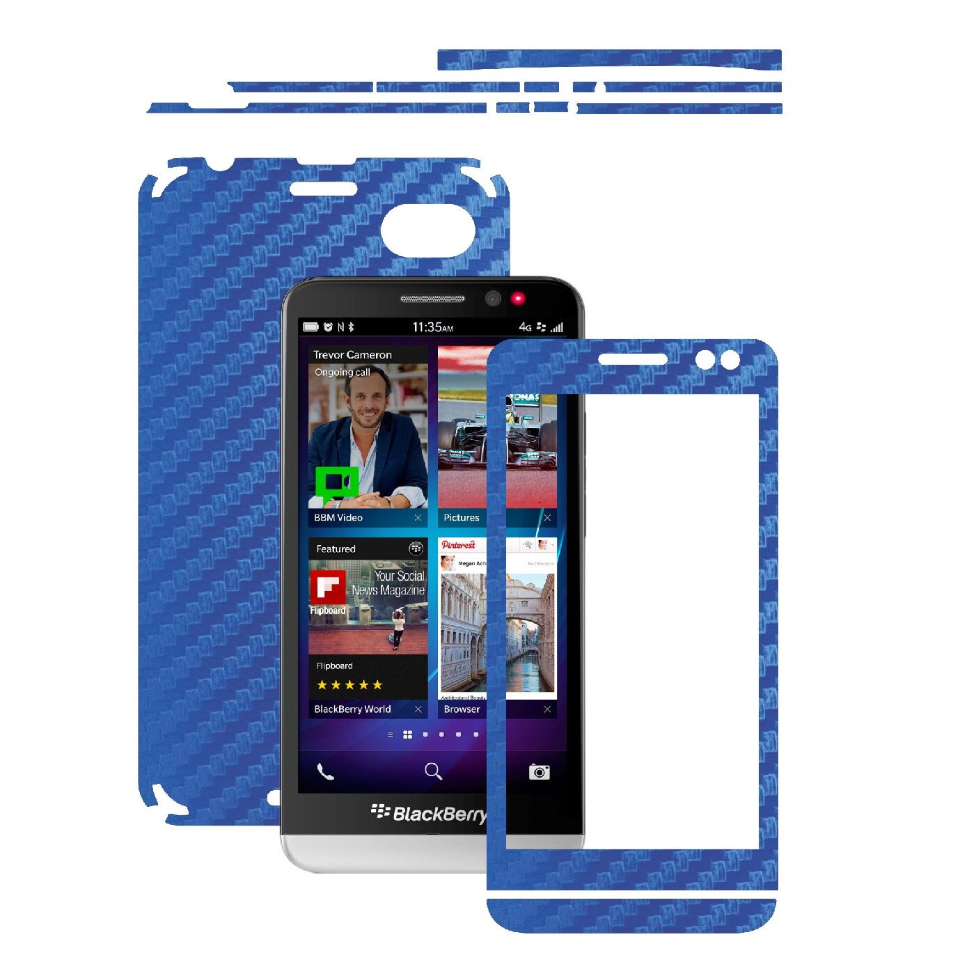 Folie de protectie Carbon Skinz, Husa de tip Skin Adeziv pentru Carcasa, Carbon Albastru dedicata BlackBerry Z30