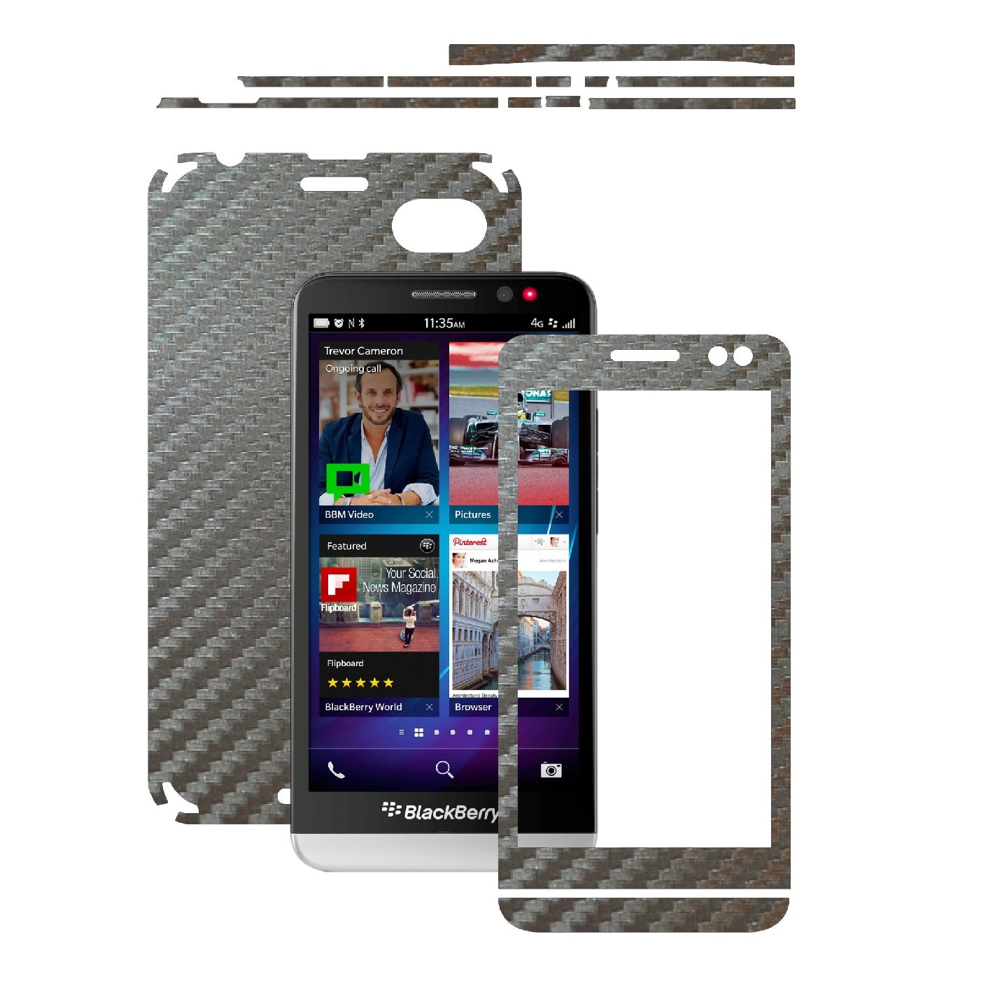 Folie de protectie Carbon Skinz, Husa de tip Skin Adeziv pentru Carcasa, Carbon Gri Argintiu dedicata BlackBerry Z30