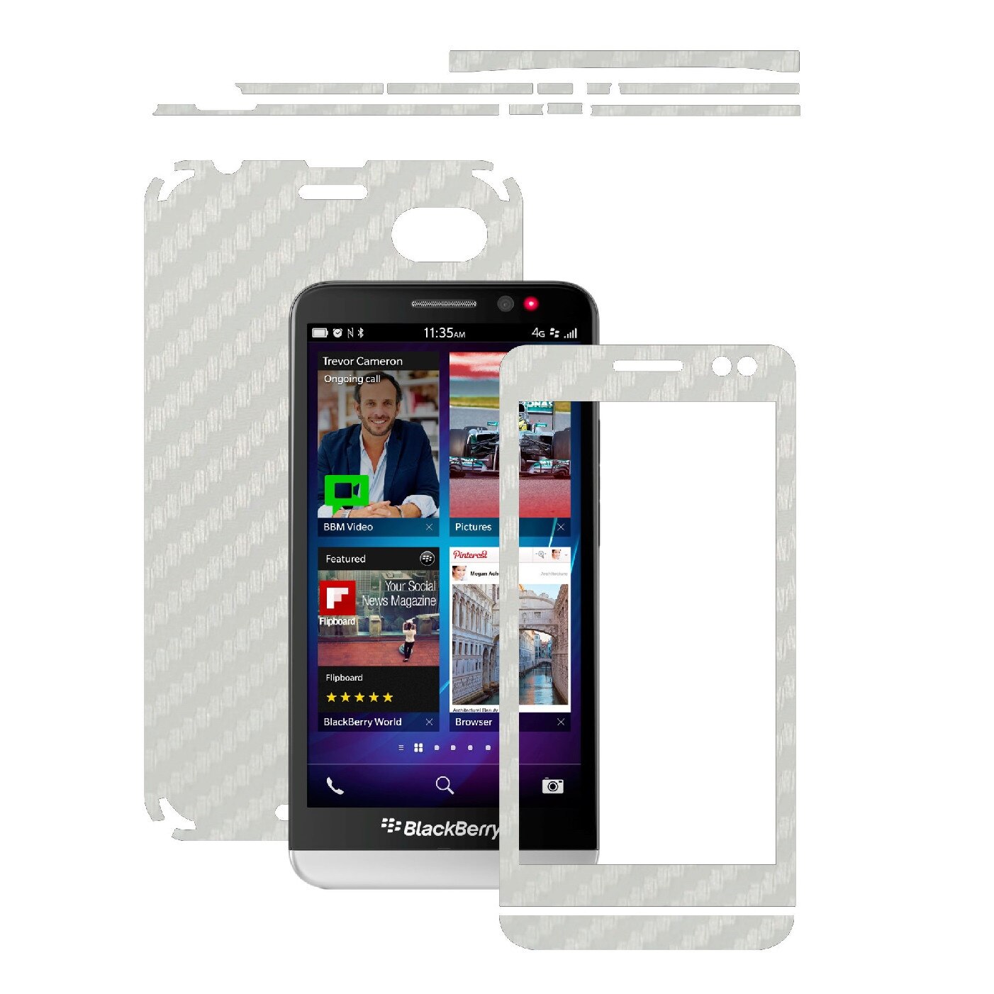 Folie de protectie Carbon Skinz, Husa de tip Skin Adeziv pentru Carcasa, Carbon Alb dedicata BlackBerry Z30