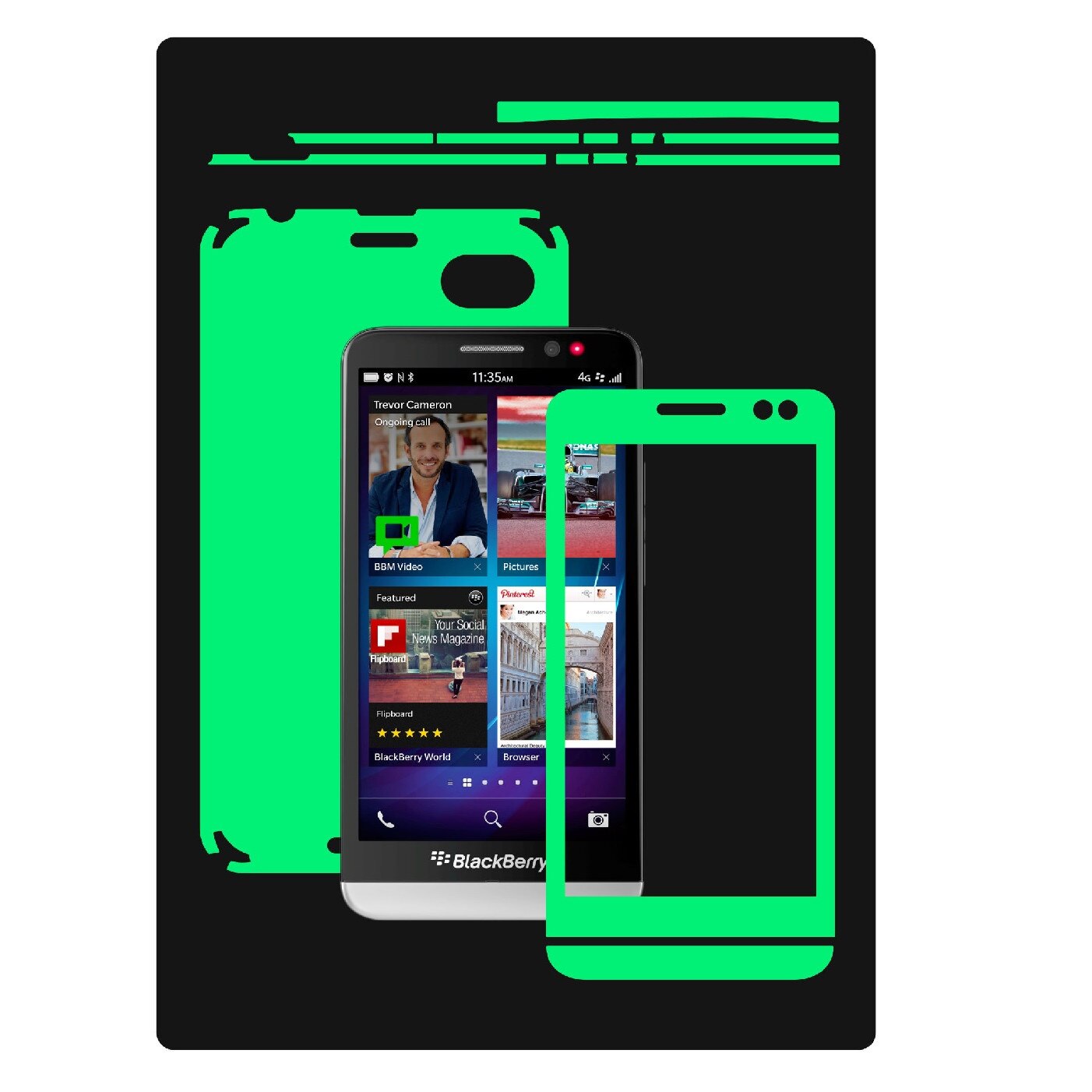 Folie de protectie Fosforescenta Glow Skinz, Husa de tip Skin Adeziv pentru Carcasa, dedicata BlackBerry Z30