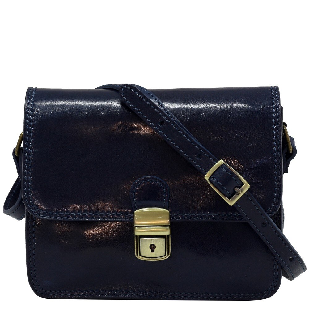 Geanta de umar din piele naturala vachetta, Suveran, albastru indigo, 5516D