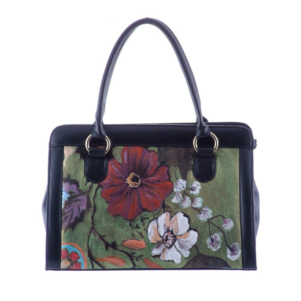 Poseta piele si material textil Liza Panait 1802, Casual