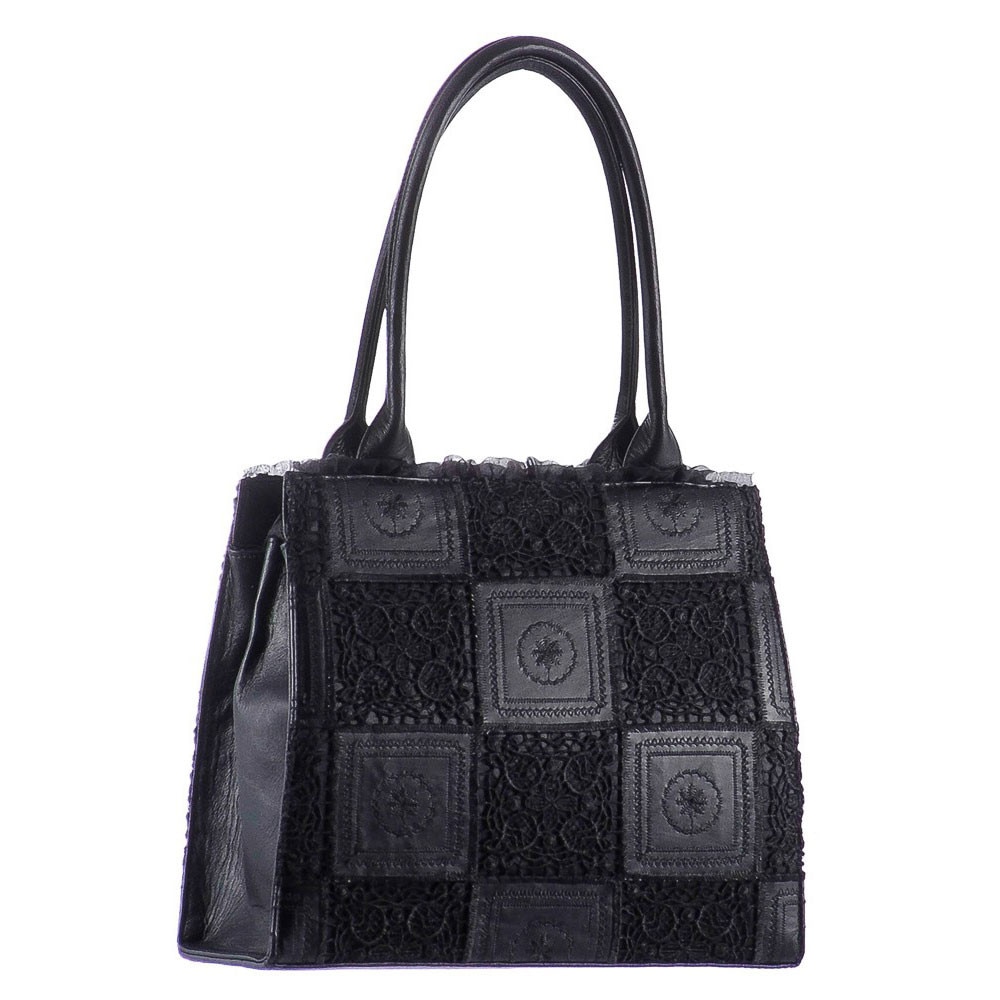 Poseta piele si material textil Liza Panait G4542, Casual