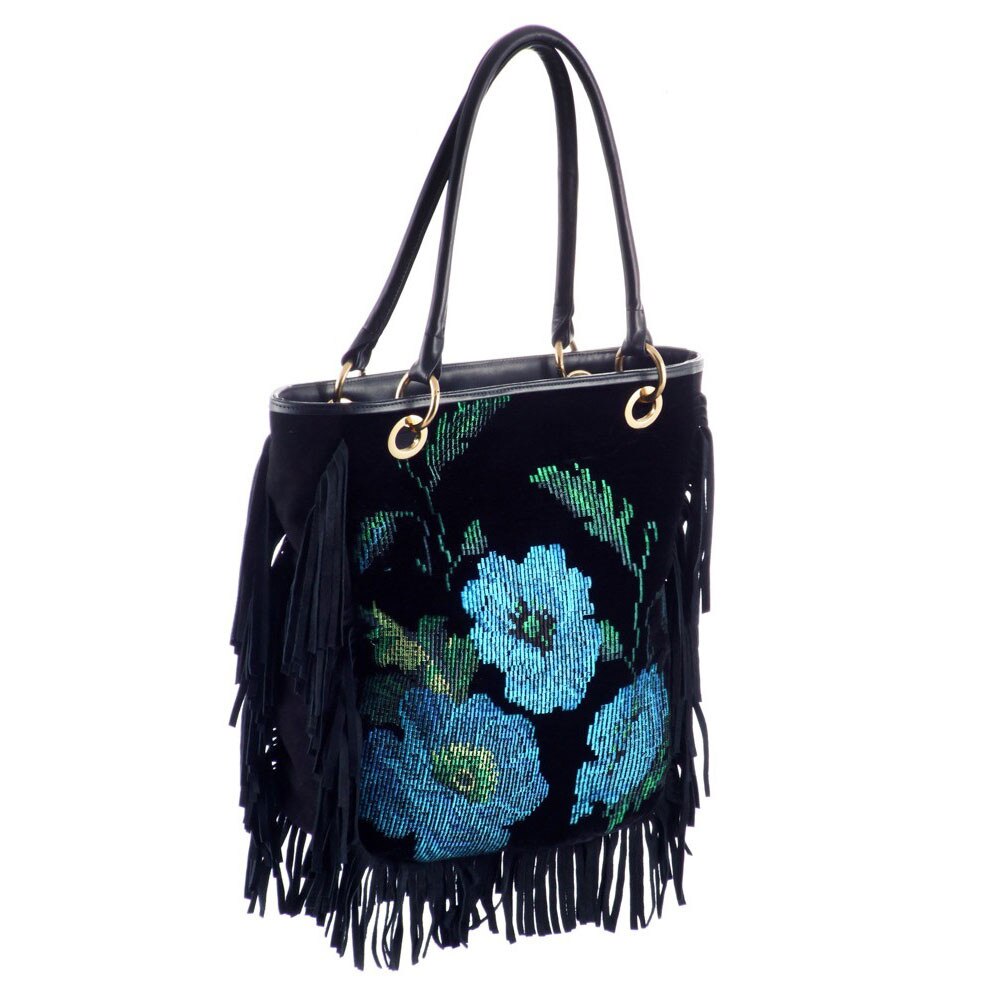 Poseta piele si material textil Liza Panait R442, Casual