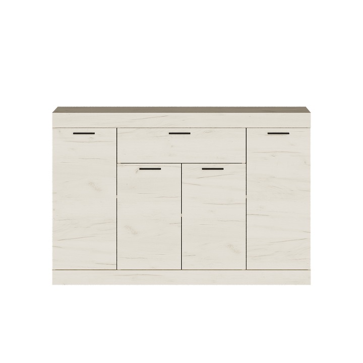 Скрин Еверест Соната 7. Дъб крафт Бял, 140х94х38 см