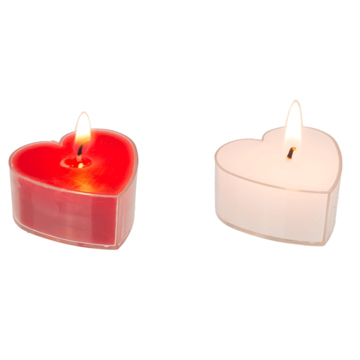 Комплект от 8 червени свещи, Heart Tea Light - eMAG.bg
