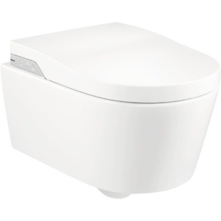 Vas WC Suspendat Roca Inspira In-Wash inteligent, Inclunde Capac, Evacuare Orizontala, Alb
