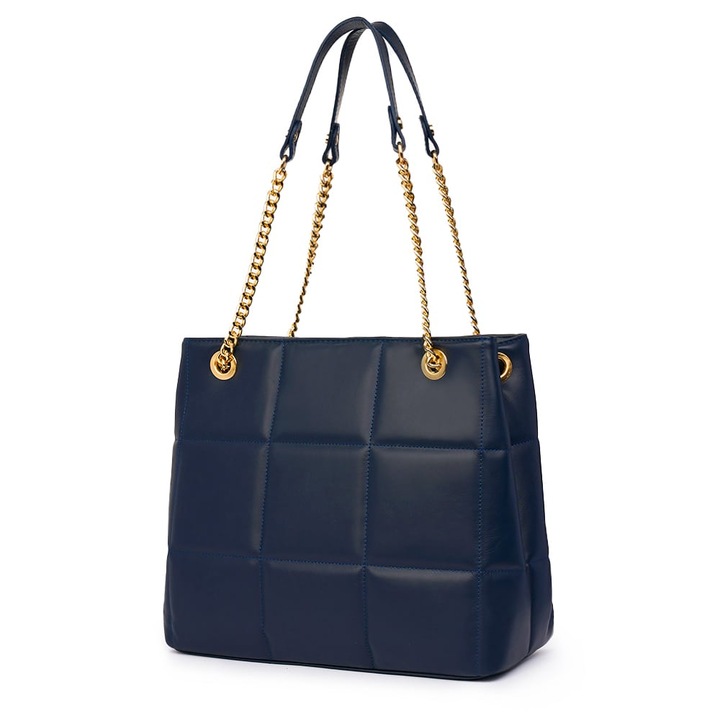 Тъмносиня ватирана кожена чанта Azalea