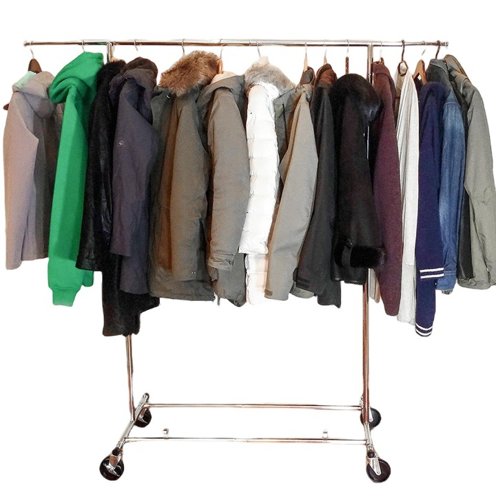 Suport haine, Tatkraft, Capacitate 100 kg, Pliabil, Otel, Argintiu