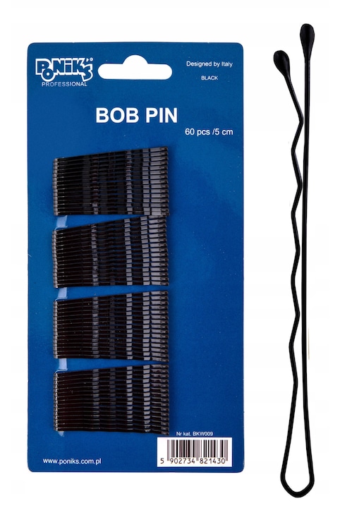 Agrafe de Par, Poniks, Negre cu Bila, 60 Bucati, 5 cm, Fixare Sigura Coafura, Protectie Scalp, Coafor