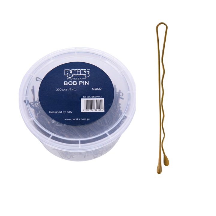 Set Agrafe De Par, Ponik'S, Metal, Zabace Care Previn Alunecarea Parului, Utilizare Larga, Rezistente La Actiunea Cosmeticelor, Flexibile Si Usoare, Lungime 5 cm, Aurii, 300 Buc