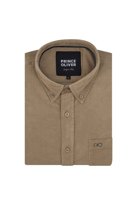 Camasa barbati Prince Oliver, Bumbac, Caramiziu, Bej