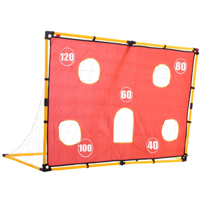 Set poarta de fotbal din plastic cu plasa pentru obiective iMK®,, incluse pompa si minge de fotbal, 156 cm x 70 cm x 107 cm