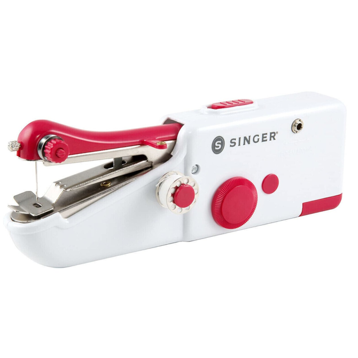 Ръчна шевна машина Singer Stitch Sew Quick mini, Идеална за бърз ремонт, С батерии, Бял