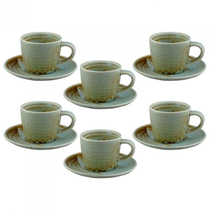 Set pentru cafea 12 piese portelan CULINARO RIVER, cesti cu farfurioare 90ml