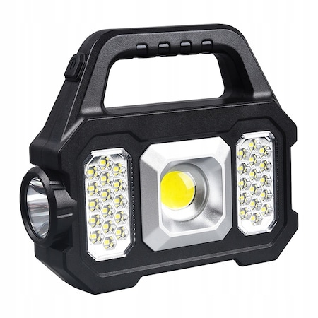 Lanterna cu LED Frontal si Lateral, Incarcare Solara sau USB, 6 Moduri Iluminare, Putere 5W, Portabila, Functie PowerBank