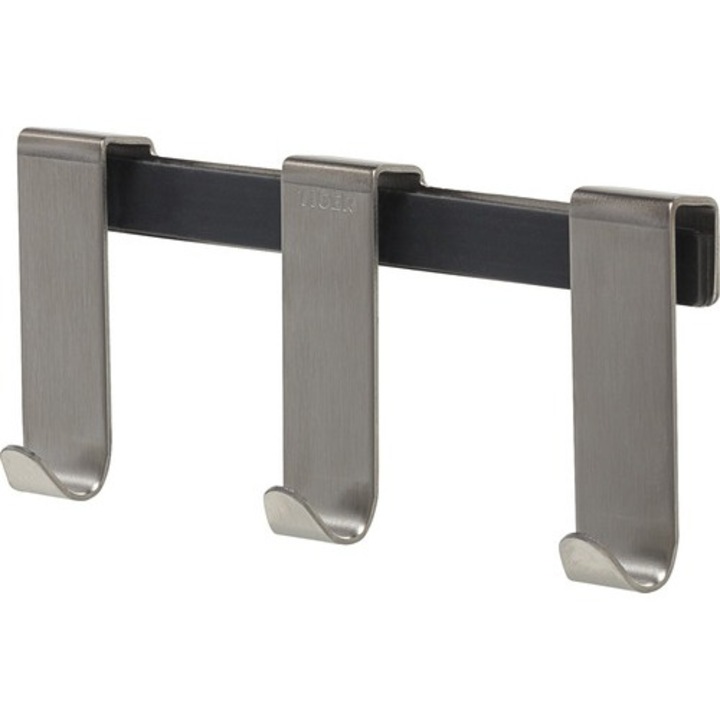 Cuier Basic din inox periat cu 3 agatatoare, prindere prin fixare