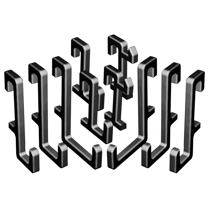 Carlige SKADIS Set 10 Bucati Drepte Din Plastic Printate 3D Pentru Panou Perforat, Negru