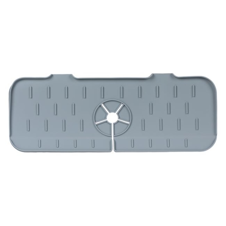 Suport pentru burete si detergent pentru chiuveta, silicon, gri, 37 x 14 x 0.8 cm