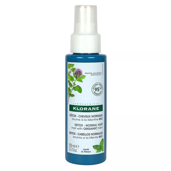 Spray pentru improspatarea si revigorarea parului poluat, cu aroma de menta, Klorane, A La Menta Acuatica, 100 ml
