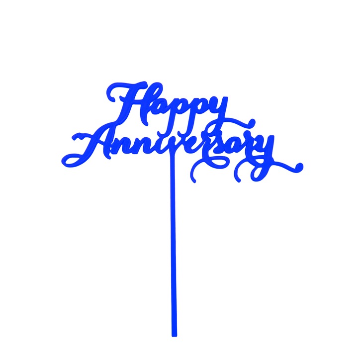 Декорация за торта "HAPPY ANNIVERSARY", синя 22 х 21,5 см