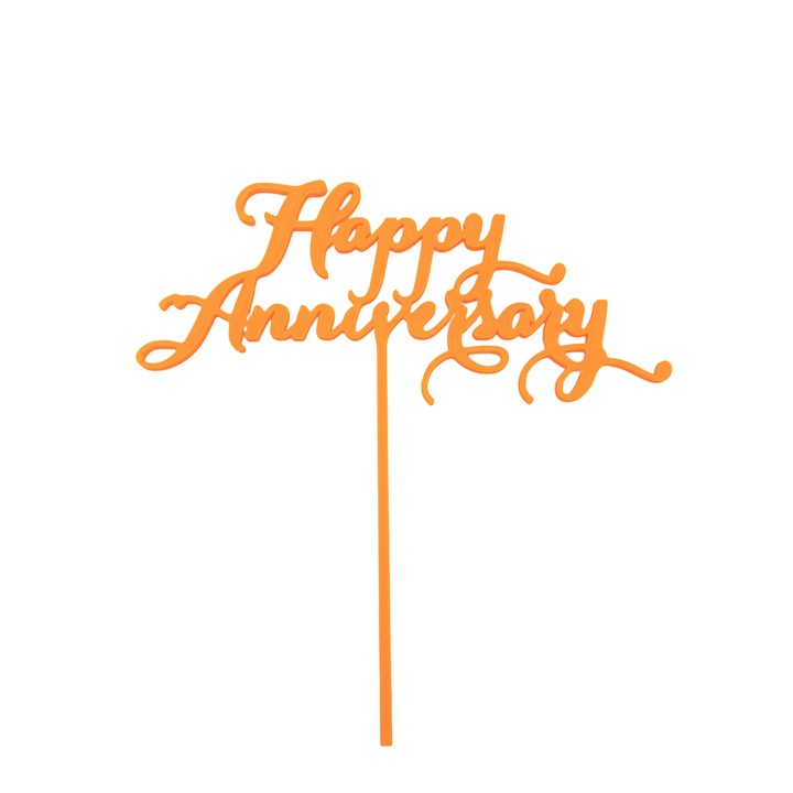 Декорация за торта "HAPPY ANNIVERSARY", портокал 22 x 21,5 cm
