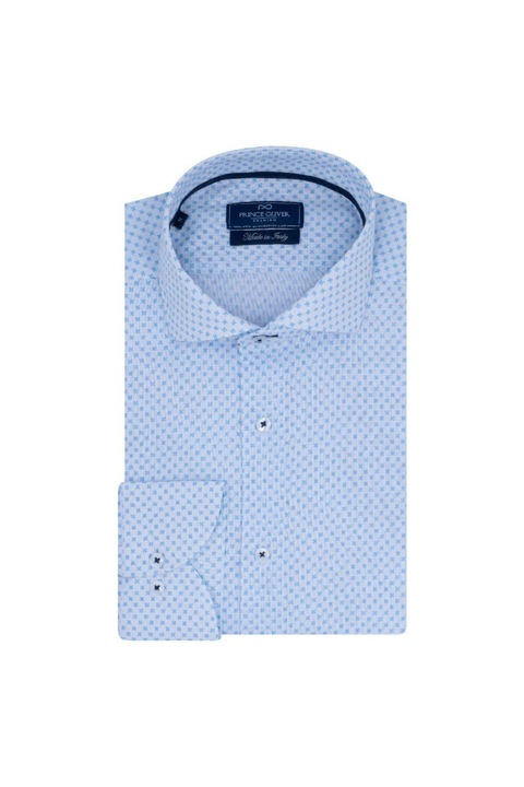 Camasa barbati Prince Oliver, Bumbac, Alb/Albastru