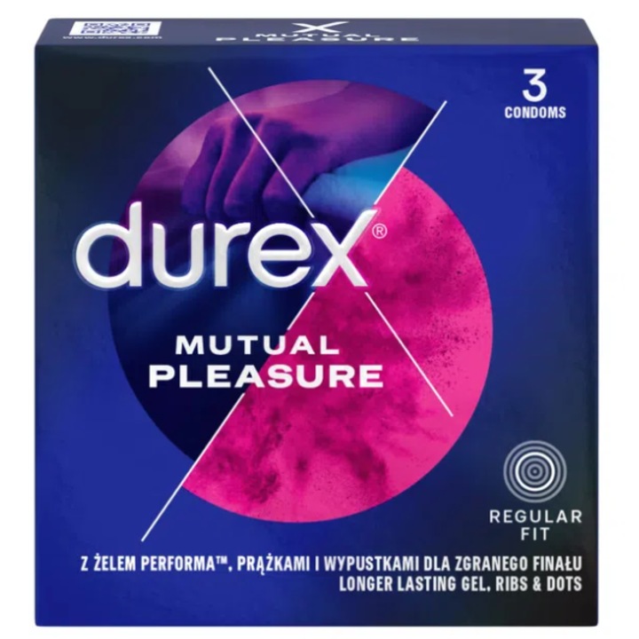 Set de 3 prezervative Performax Intense, Durex, 56 mm