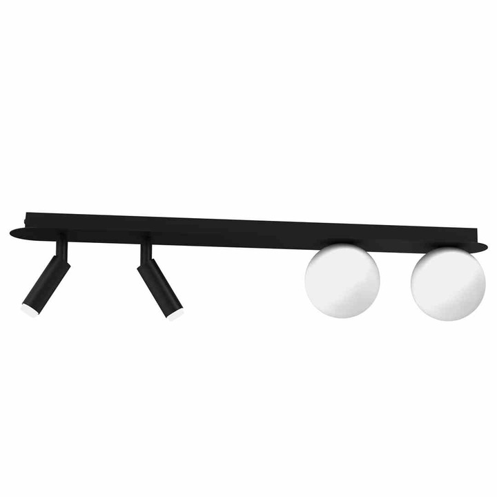 Плафон, Milagro, Метал/Пластмаса/Метал, 4xG9, Черно/Бяло