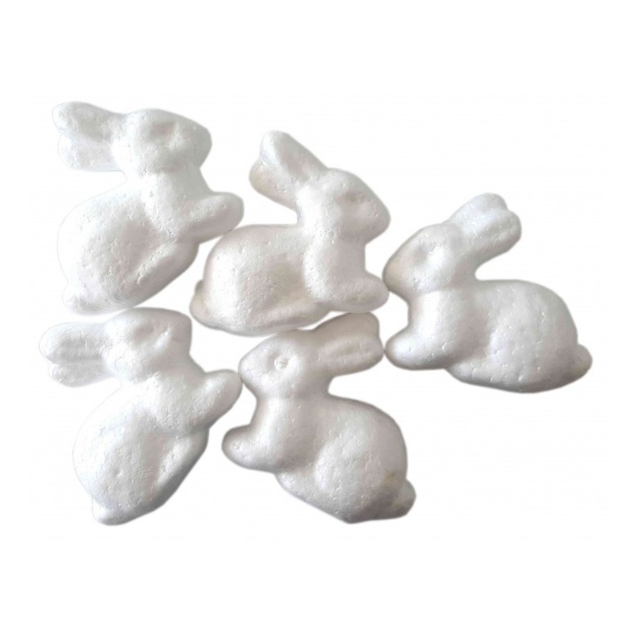 Set 5 accesorii creatie COLORARTE polistiren, iepure, 6cm