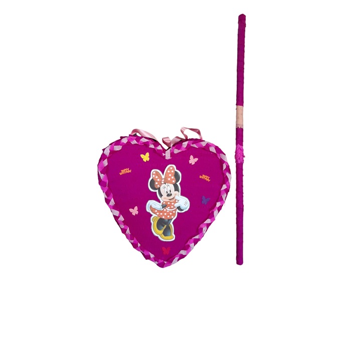 Pinata model inima Minnie, 35 cm, roz