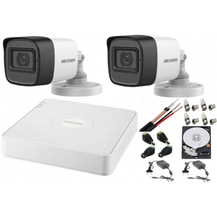 Sistem supraveghere audio-video 2 camere 2MP DVR 4 canale, HDD 500GB