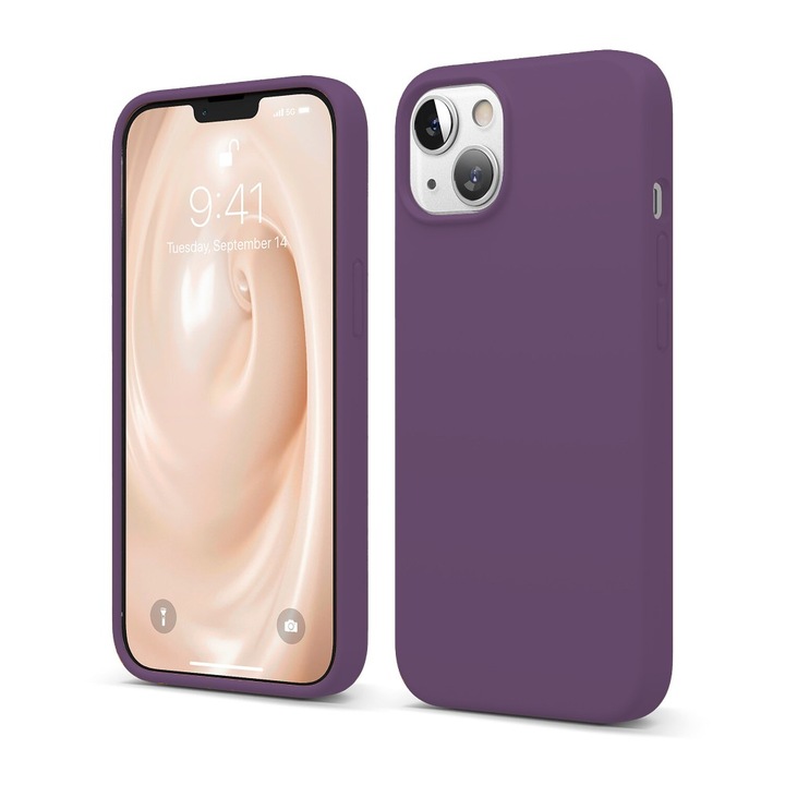 Husa CASEY STUDIOS™ compatibila cu iPhone 13, Soft Silicone Premium, Microfibra in Interior, Light Purple, de Protectie, Ultra Slim, pentru Incarcare Wireless, Margini Ridicate de Protectia Ecranului si a Camerelor
