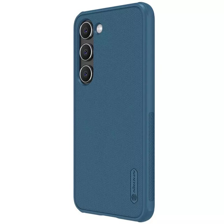 Калъф, съвместим със Samsung Galaxy S23 Plus, поликарбонатен дизайн Super Frosted Shield Pro, син