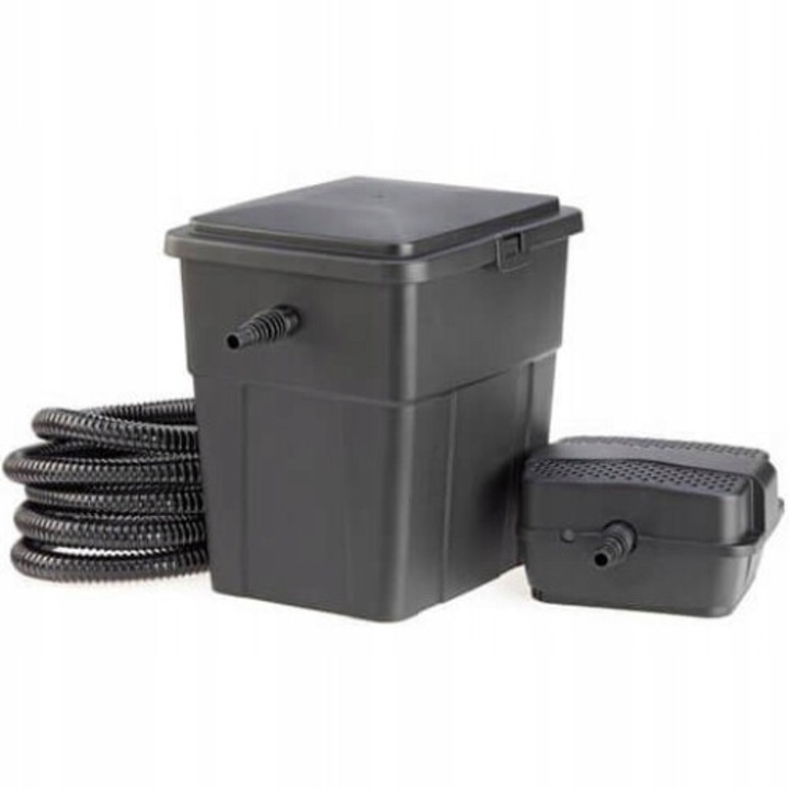Set de filtrare pentru iaz PondoClear 4000, Pontec, Lampa UVC integrata, 600 l/h, Negru