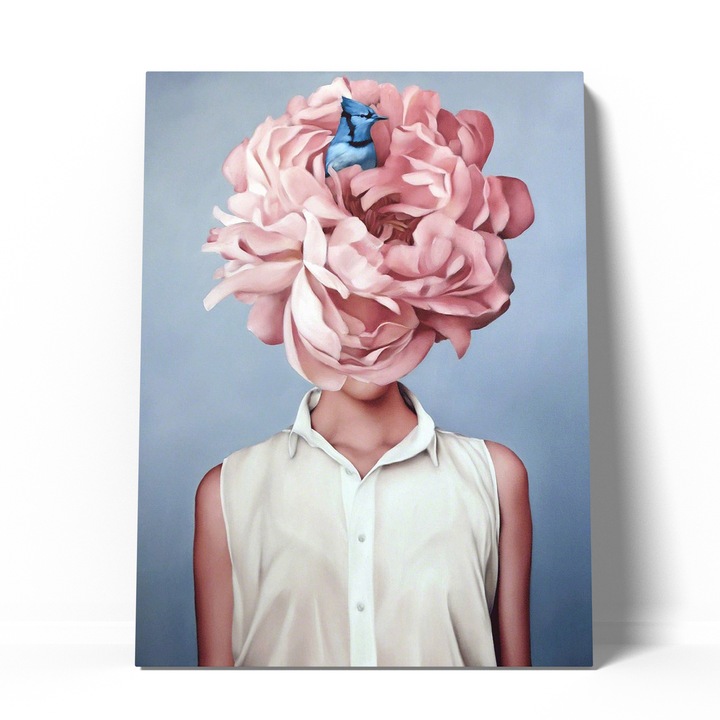 Tablou canvas pink flower portrait 70x100 cm