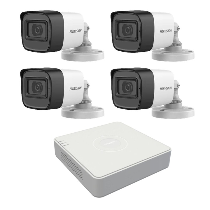 Kit complet - Sistem Supraveghere Video UltraHD HIKVISION - 4 camere 5MP - HDD si accesorii
