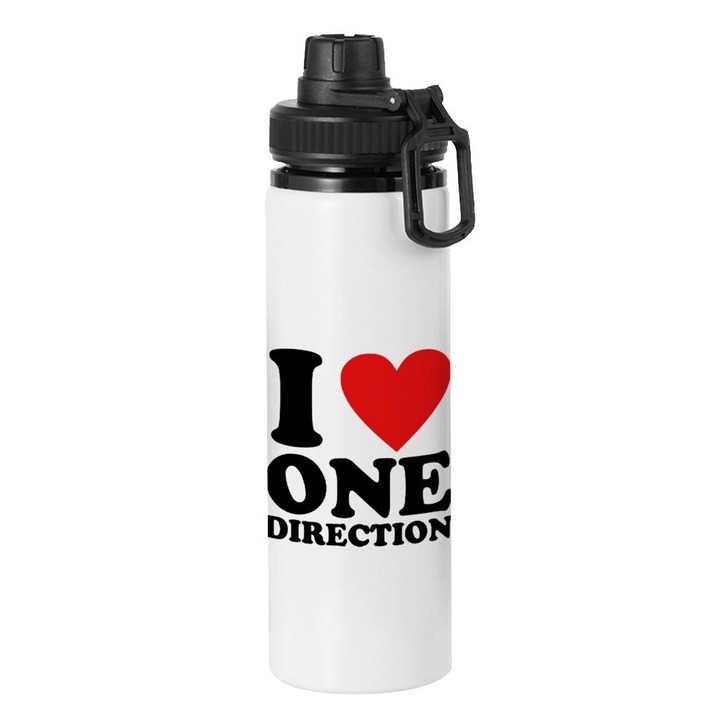 Sticla I Love One Direction, Aluminiu, 850 ml, Alb