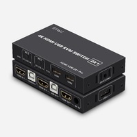 Switch KVM HDMI, JESWO®, USB2.0, 4K@60Hz, 2 computere partajeaza 1 monitor/tastatura/mouse/imprimanta, HDMI 2.0, HDCP 2.2, Plug and play, Negru