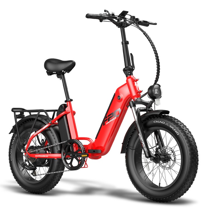 Bicicleta electrica, FAFREES FF20 Polar, 20 inchi, pliabila, 500W, 48V/20AH, baterii duble, Shimano 7 viteze, Rosu