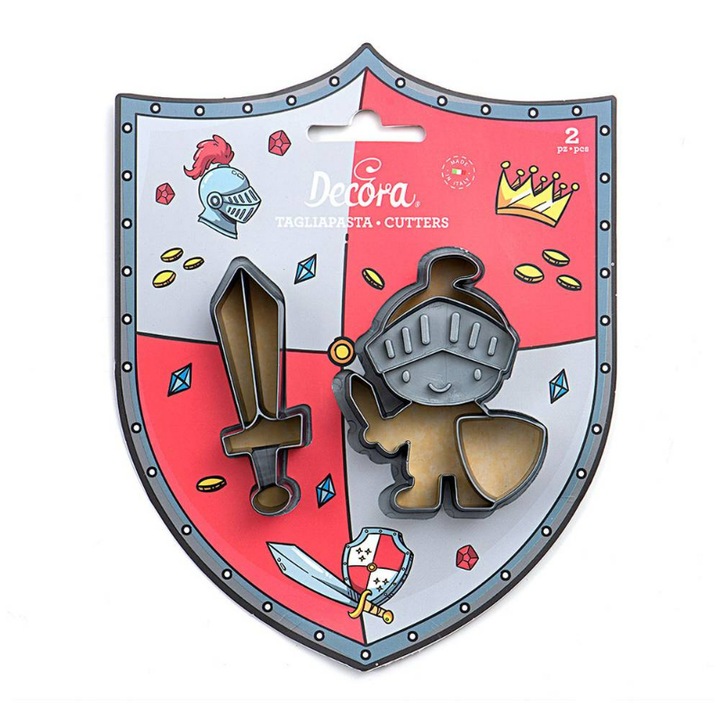 Комплект от 2 форми за торта, Декорация, Рицар, Пластмаса, Сребро