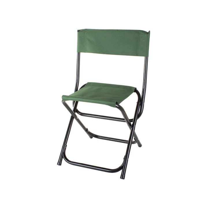 Összecsukható horgász- kemping- túra szék háttámlával, 65x40 cm, fekete