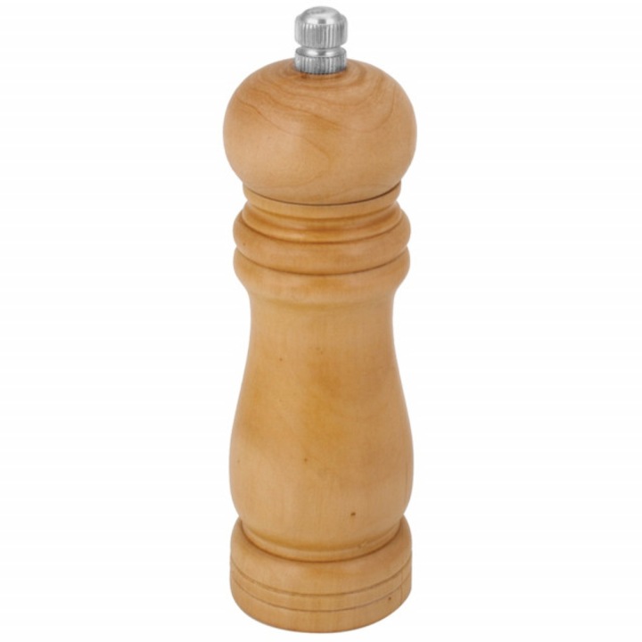 Rasnita manuala Pufo pentru piper si condimente din lemn, 15 cm, maro