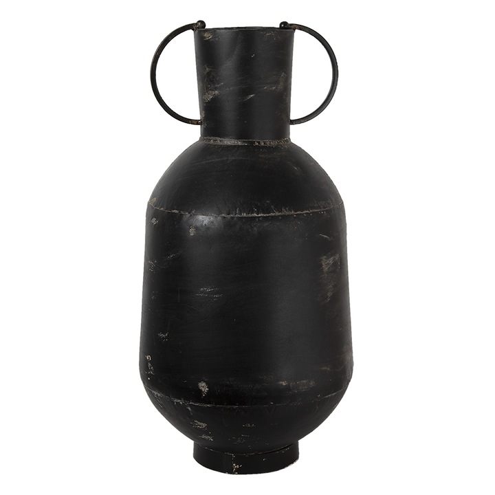 Метална ваза тип амфора за цветя, Черна, Метална, 26x52 см